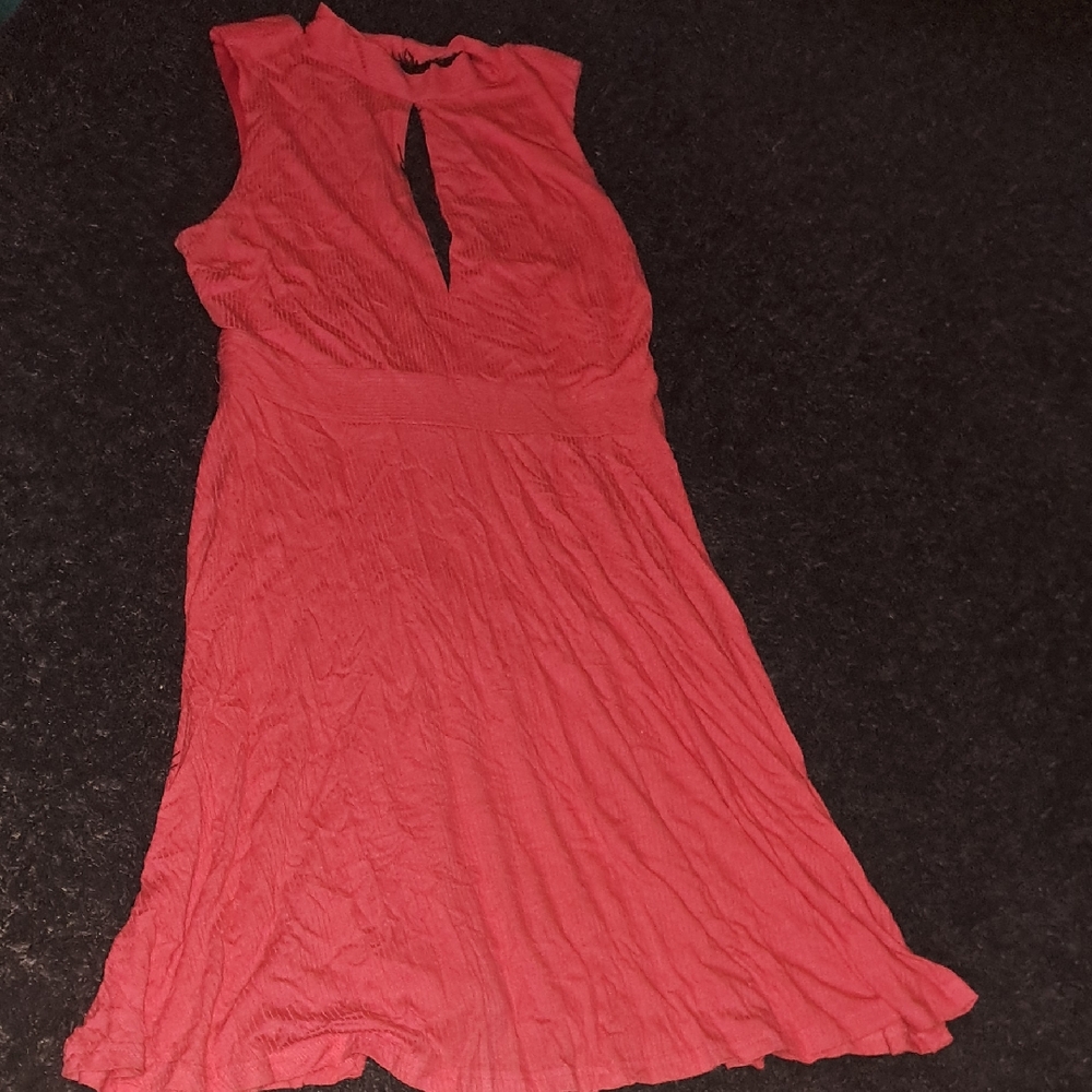 She and Sky Orange Pink Backless Sundress Plunge Neckline